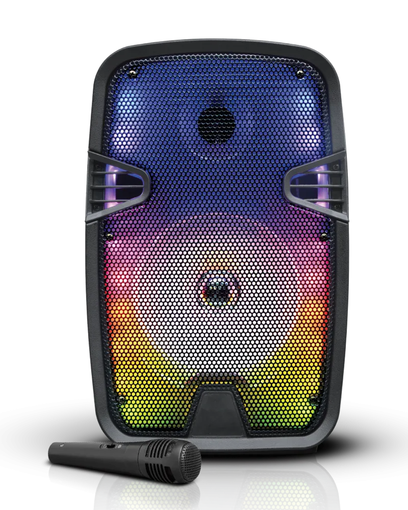 TOPTECH ELITE-8, 8'' Bluetooth Speaker with Flame Lights, Wireless Microphone, 10m Range