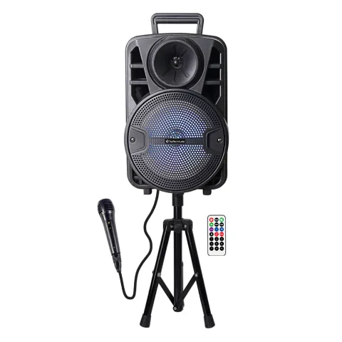 TOPTECH FLASH-8 8-Inch Wireless Bluetooth Speaker with LED Lights, Mic & Stand for Ultimate Party Experience
