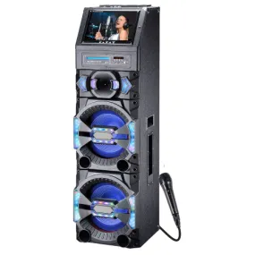 TOPTECH KIK-212, 12-Inch Portable Bluetooth Speaker with Wired Mic, 7500W HD Sound, LED Display & Flashing Lights