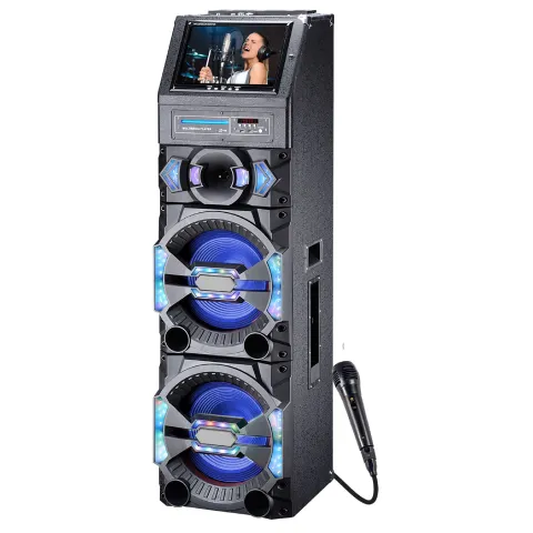 TOPTECH KIK-212, 12-Inch Portable Bluetooth Speaker with Wired Mic, 7500W HD Sound, LED Display & Flashing Lights