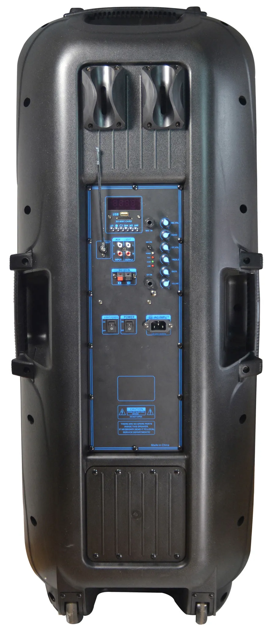 TOPTECH PBX-9918-BTL 2×15" Bluetooth Speaker with 3500W Power, LED Lights & 6H Playtime