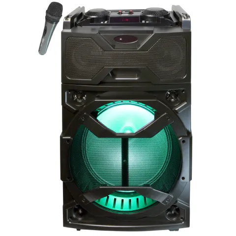 TOPTECH REX-12 Portable Bluetooth Speaker with LED Lights & Wireless Mic, 2000W