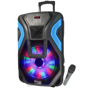 TOPTECH RIO-115BT, 15'' Bluetooth Speaker with 2600W Power, LED Lights & Wireless MIC