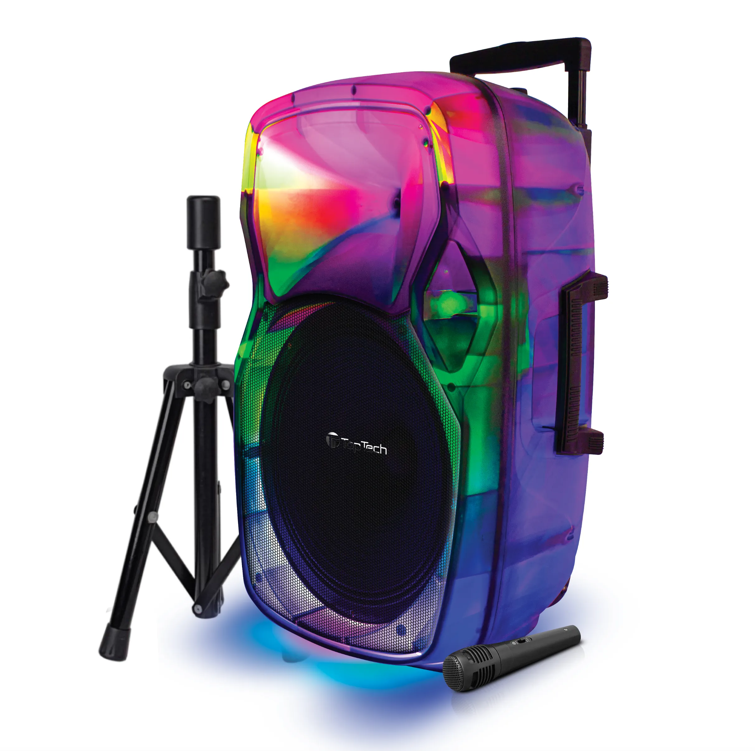 TOPTECH STAR-115 15” Portable Bluetooth Speaker with Flame Light & 10,000W Power