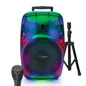 TOPTECH STAR-115 15” Portable Bluetooth Speaker with Flame Light & 10,000W Power