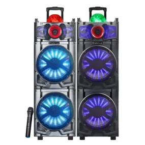 TOPTECH STAR-212, 2 x 12-Inch Bluetooth Speakers with Wireless Mic, 6000W Sound & Light Show