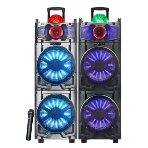 TOPTECH STAR-212, 2 x 12-Inch Bluetooth Speakers with Wireless Mic, 6000W Sound & Light Show