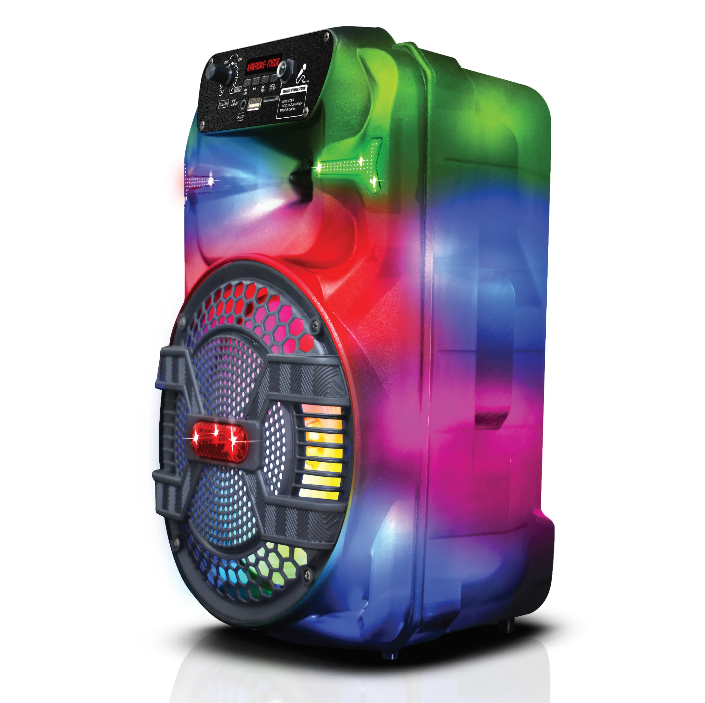 TOPTECH STAR-8 Bluetooth Party Speaker, 8" Woofer, 4000W, Flame Lights, Karaoke