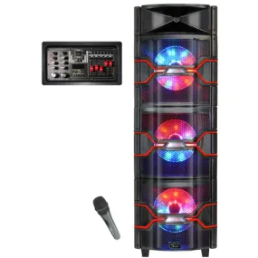 TOPTECH TTA-310 Portable Bluetooth Speaker with 3 Woofers, LED Light, & Mic