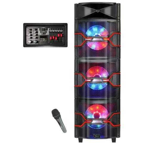 TOPTECH TTA-310 Portable Bluetooth Speaker with 3 Woofers, LED Light, & Mic