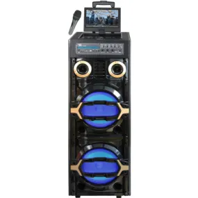 TOPTECH TTR-210 Portable Bluetooth Speaker with 2×10" Woofers, LED Lights & Wireless Mic