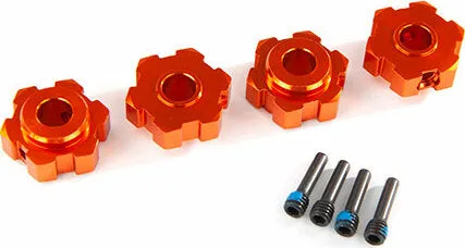Traxxas 8956T Wheel hubs hex aluminum (orange-anodized) (4) 4x13mm screw pins (4)