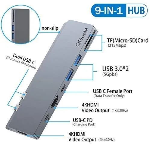 USB C Hub for MacBook Pro,QGeeM 8 in 1 Mabook Pro Docking Station