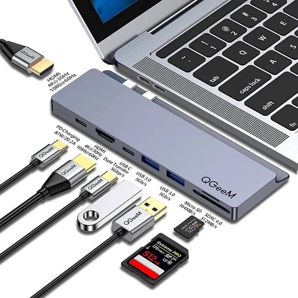USB C Hub for MacBook Pro,QGeeM 8 in 1 Mabook Pro Docking Station