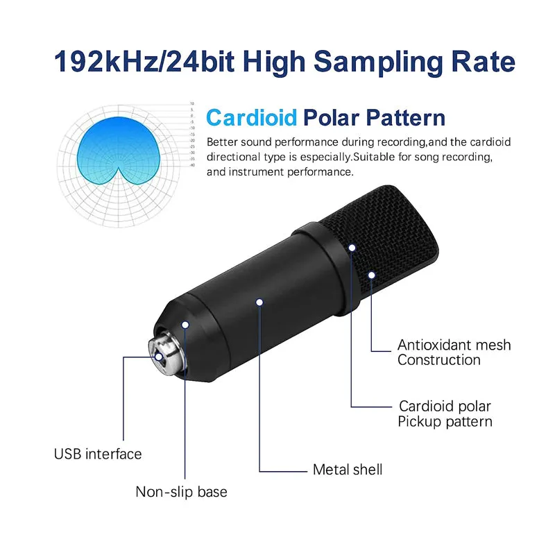 Usb Condenser Microphone Mic With Stand