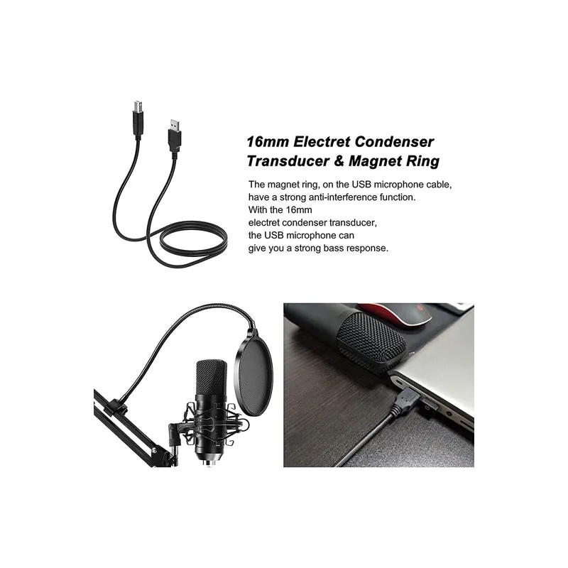 Usb Condenser Microphone Mic With Stand