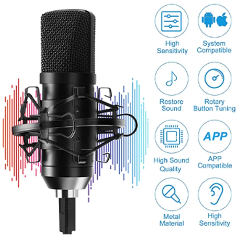 Usb Condenser Microphone Mic With Stand