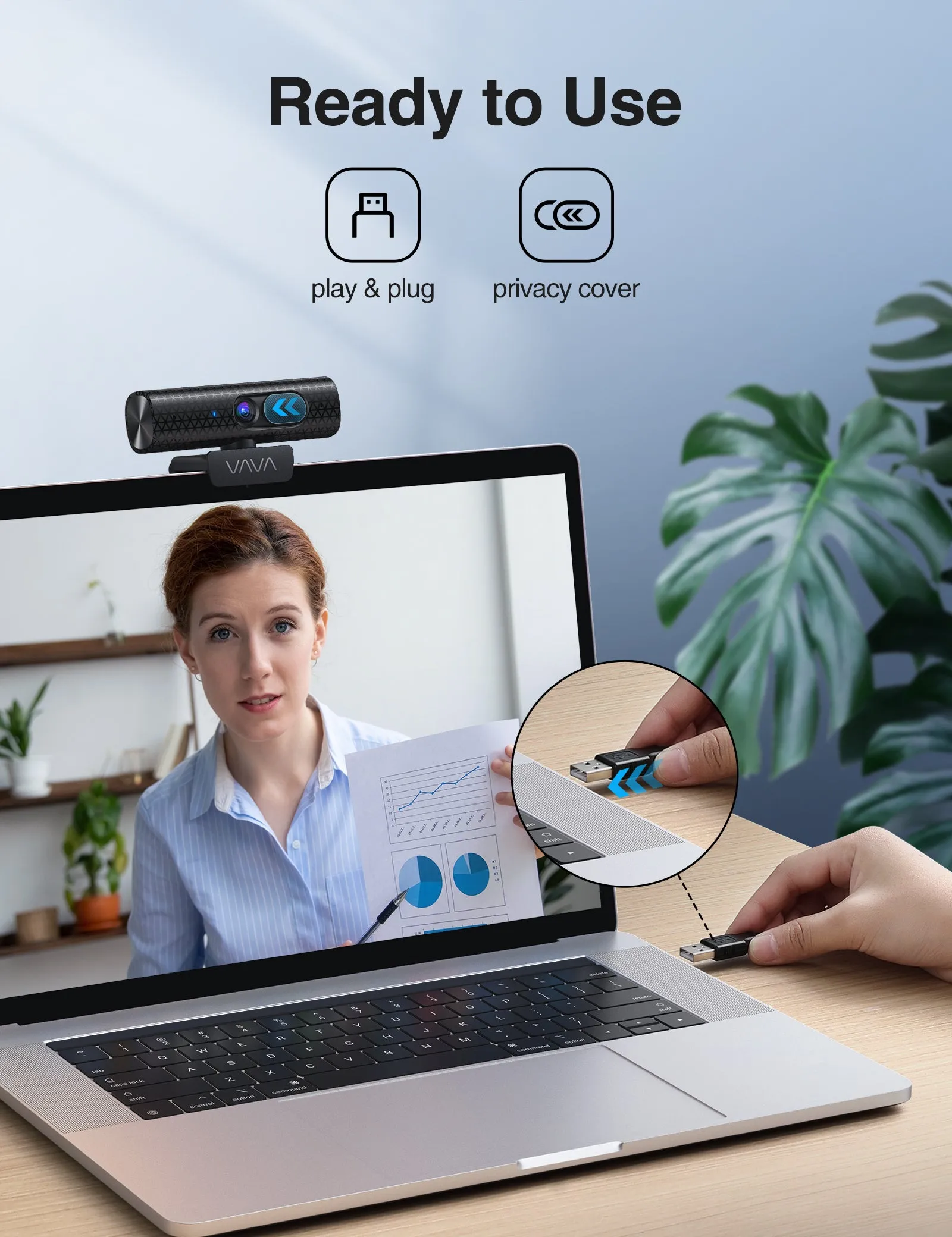 Web Camera with Dual Microphones Autofocus 4X Digital Zoom