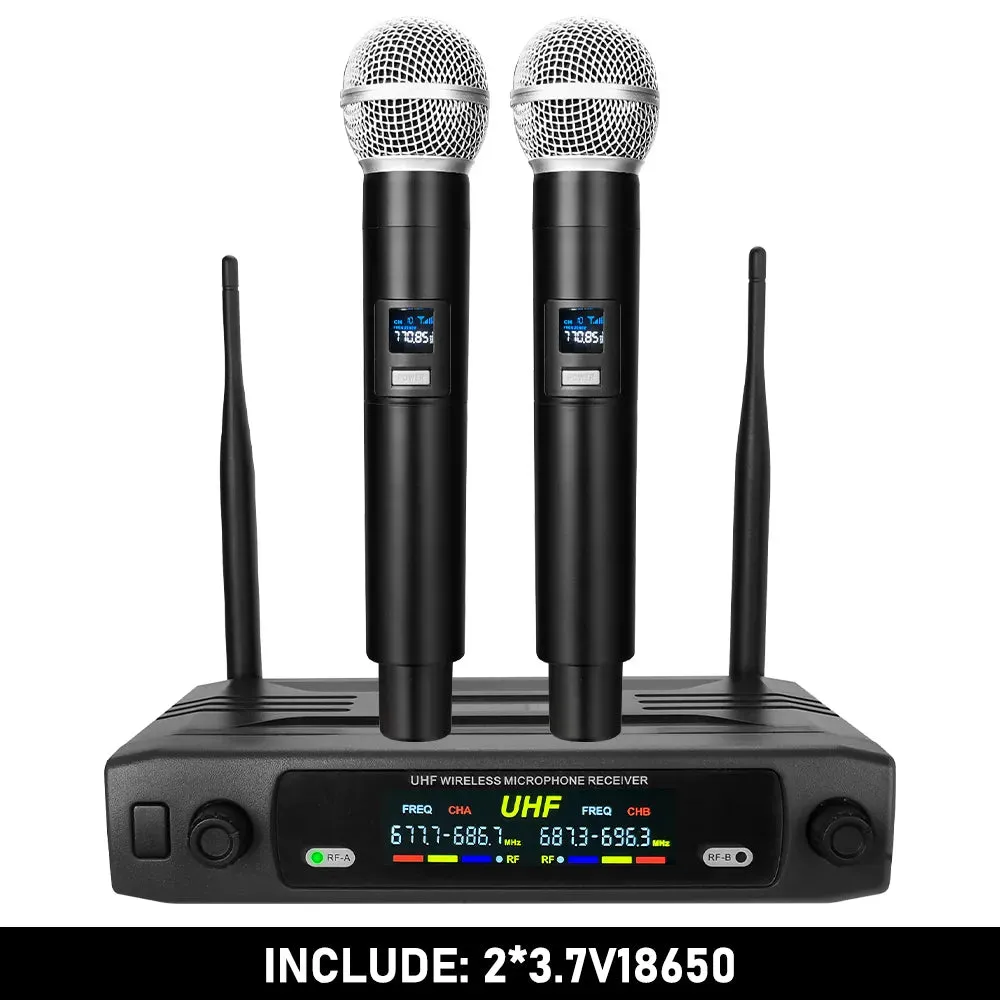 Wireless Karaoke Microphone Professional UHF Cordless Dynamic Mic with Rechargeable Receiver for Voice Amplifier PA System Party