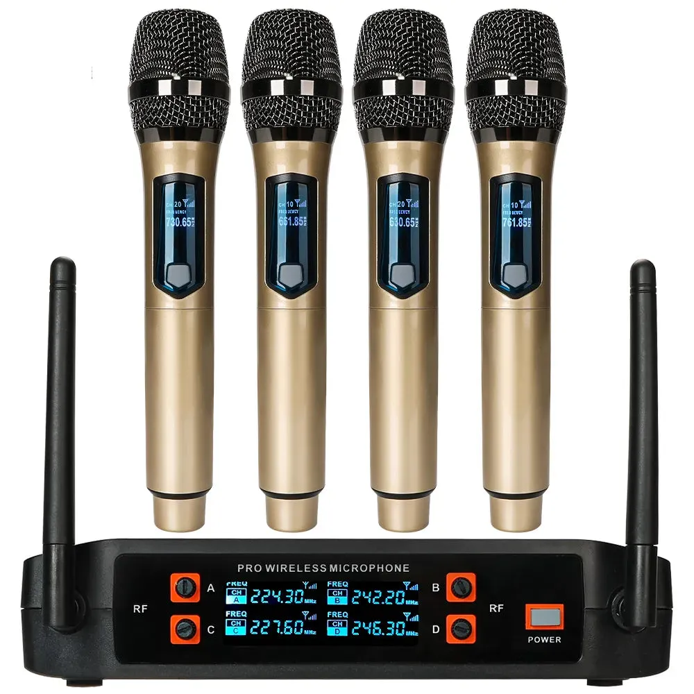 Wireless Karaoke Microphone Professional UHF Cordless Dynamic Mic with Rechargeable Receiver for Voice Amplifier PA System Party