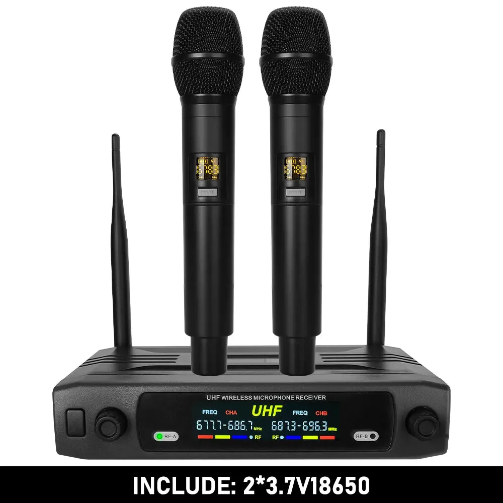 Wireless Karaoke Microphone Professional UHF Cordless Dynamic Mic with Rechargeable Receiver for Voice Amplifier PA System Party