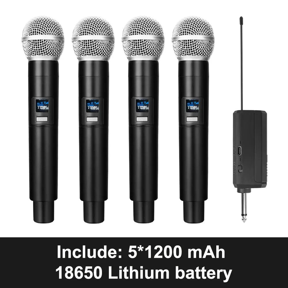 Wireless Karaoke Microphone Professional UHF Cordless Dynamic Mic with Rechargeable Receiver for Voice Amplifier PA System Party