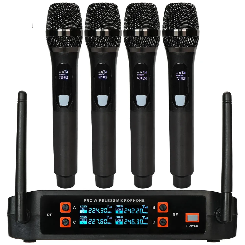 Wireless Karaoke Microphone Professional UHF Cordless Dynamic Mic with Rechargeable Receiver for Voice Amplifier PA System Party