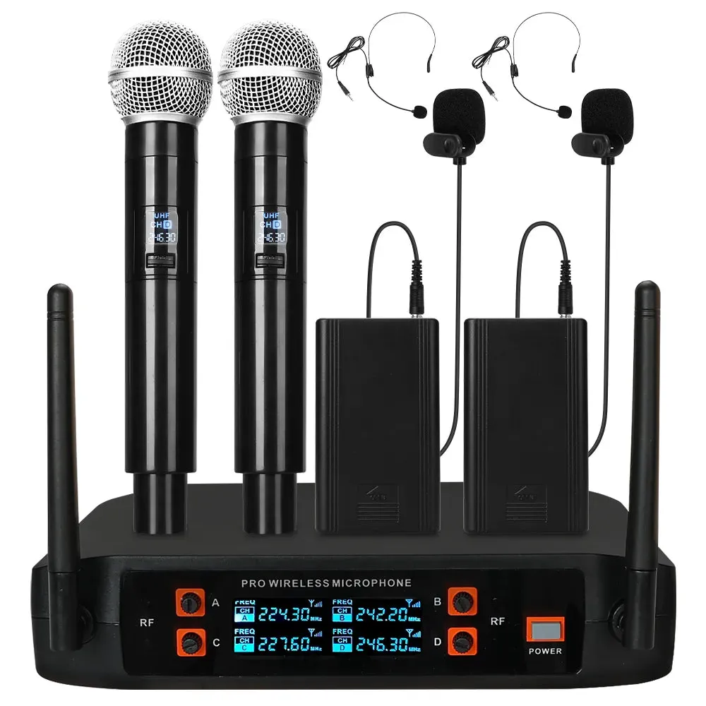 Wireless Karaoke Microphone Professional UHF Cordless Dynamic Mic with Rechargeable Receiver for Voice Amplifier PA System Party
