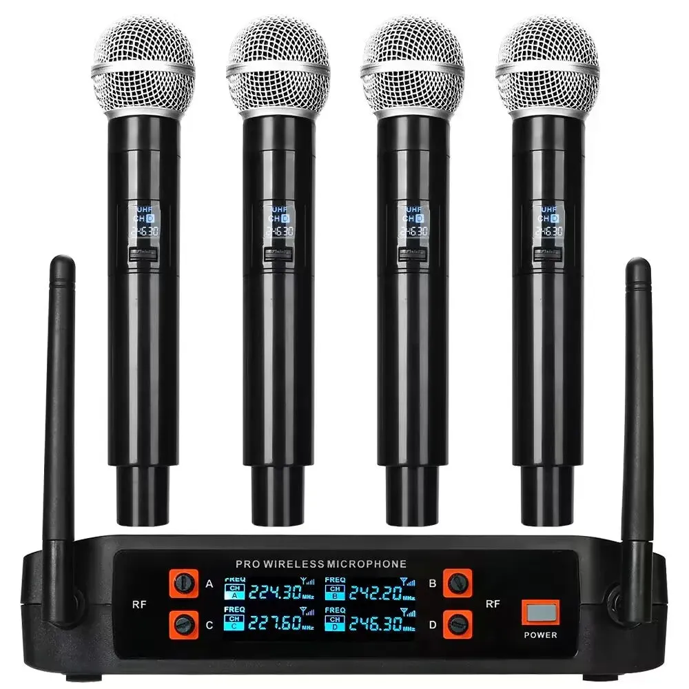 Wireless Karaoke Microphone Professional UHF Cordless Dynamic Mic with Rechargeable Receiver for Voice Amplifier PA System Party