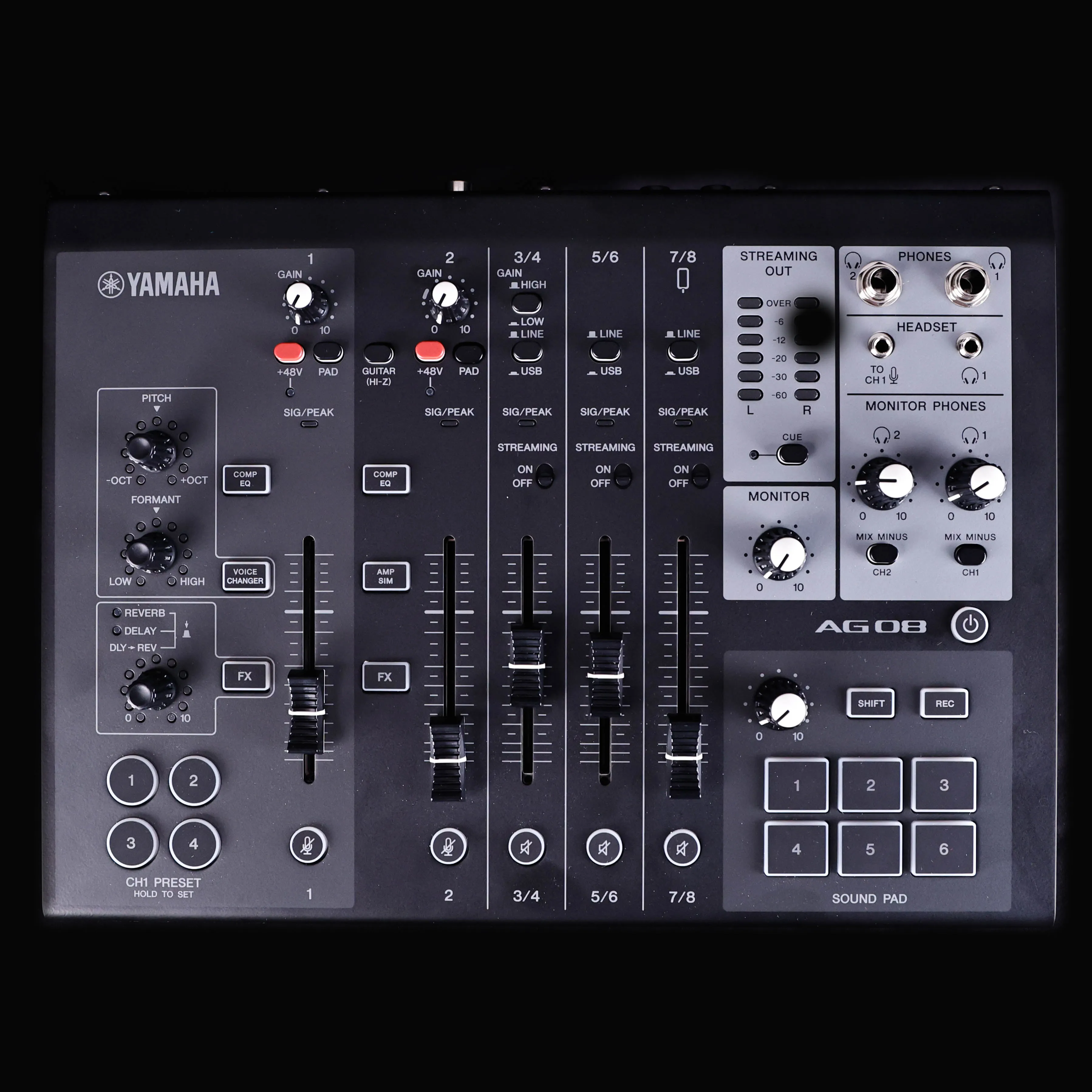 Yamaha AG08 8-channel Mixer/USB Interface for Mac/PC - Black